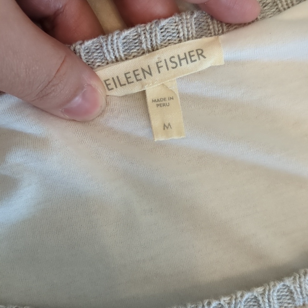 Eileen Fisher Organic Cotton Lined Relaxed fit Noat Neckline Minimalist Pullover - Picture 7 of 7